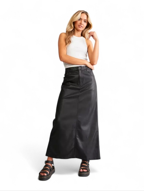 Free People Dresses & Skirts - Free People City Slicker Faux Leather Maxi Skirt With Back Slit Sz 2